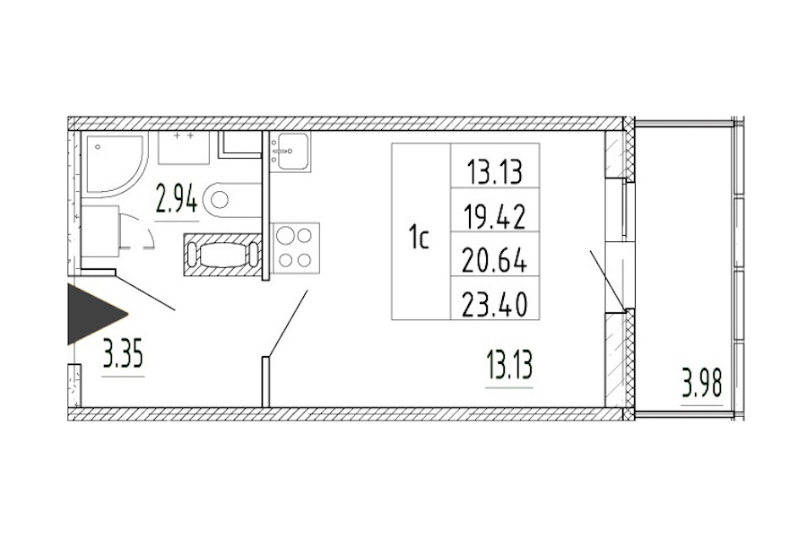Квартира студия 19.42 м², 9/13 эт., ЖК «Полис Приморский 2»